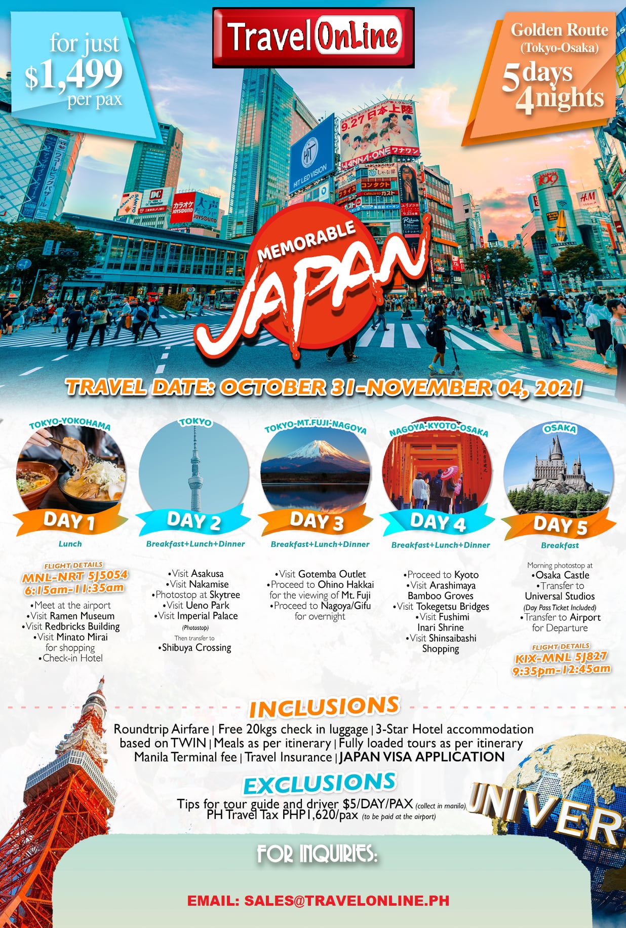 japan 4 day tour package